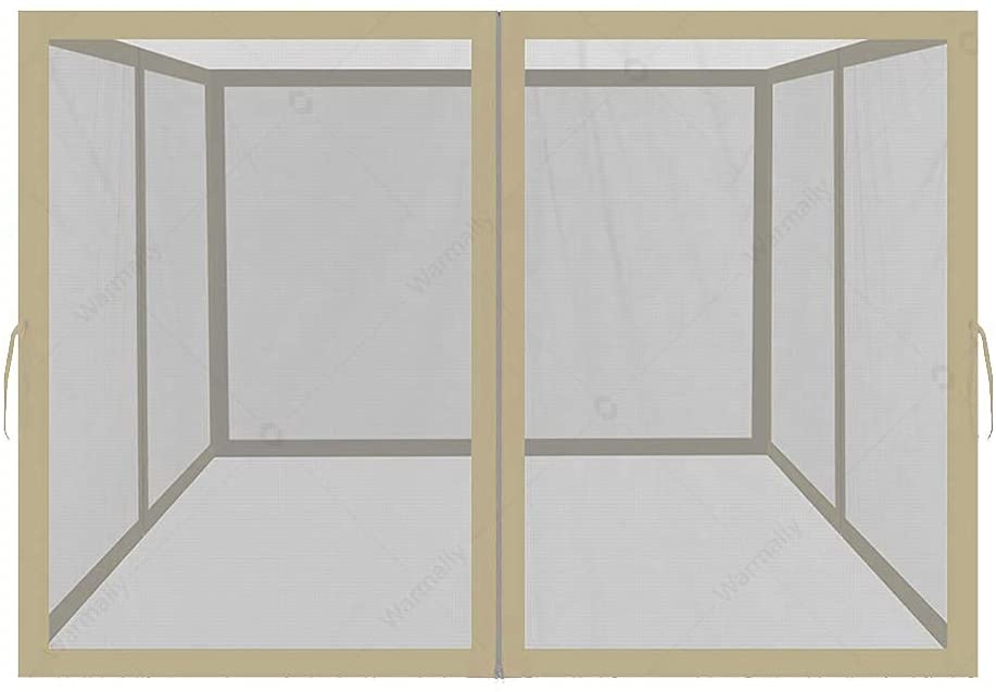 Warmally Replacement Mosquito Netting Mesh Sidewall Curtain with Zipper for 10’ x 12’ Gazebo Canopy Tent (Beige)