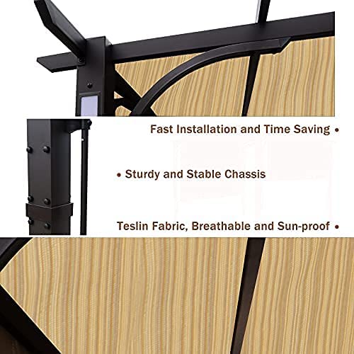 Warmally 10'x10' Pergola Patio Gazebo Kits Canopy Garden Outdoor Teslin Ventilation and Airflow UV Resistant Backyard Heavy Duty with Bluetooth Beige