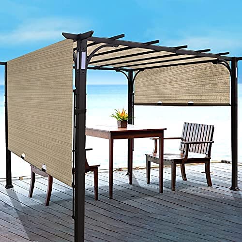 Warmally 10'x10' Pergola Patio Gazebo Kits Canopy Garden Outdoor Teslin Ventilation and Airflow UV Resistant Backyard Heavy Duty with Bluetooth Beige