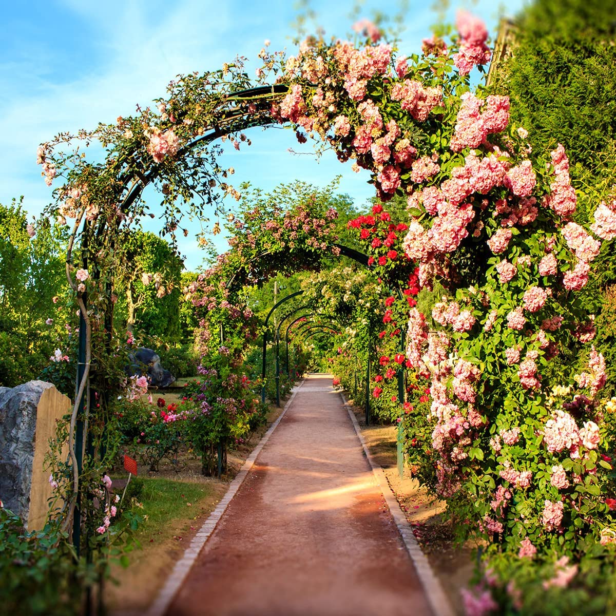 Warmally Garden Arbor 84in Arch Trellis with Side Planter Boxes for Climbing Plants Vines Outdoor Garden Backyard Lawn Bridal Party Décor