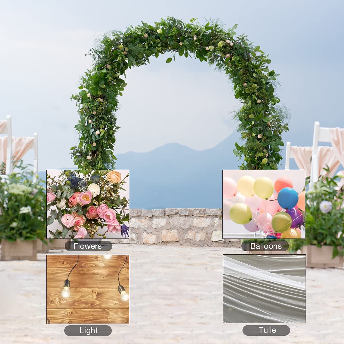 Warmally Garden Arbor 84in Arch Trellis with Side Planter Boxes for Climbing Plants Vines Outdoor Garden Backyard Lawn Bridal Party Décor