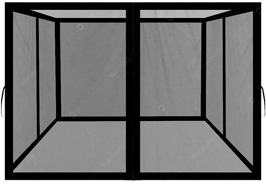 Warmally Replacement Mosquito Netting Mesh Sidewall Curtain with Zipper for 10’ x 12’ Gazebo Canopy Tent (Black)