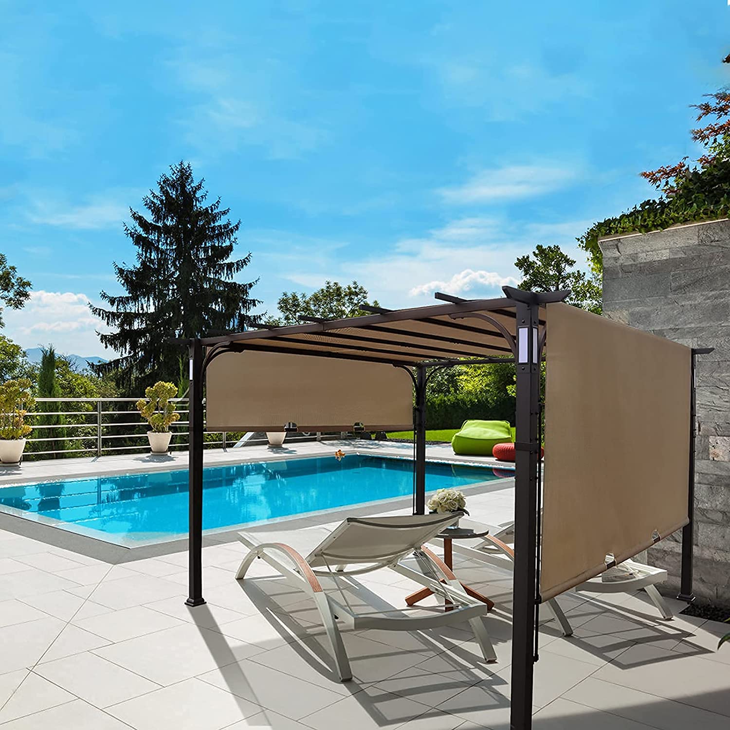 Warmally 10'x10' Pergola Patio Gazebo Kits Canopy Garden Outdoor Teslin Ventilation and Airflow UV Resistant Backyard Heavy Duty