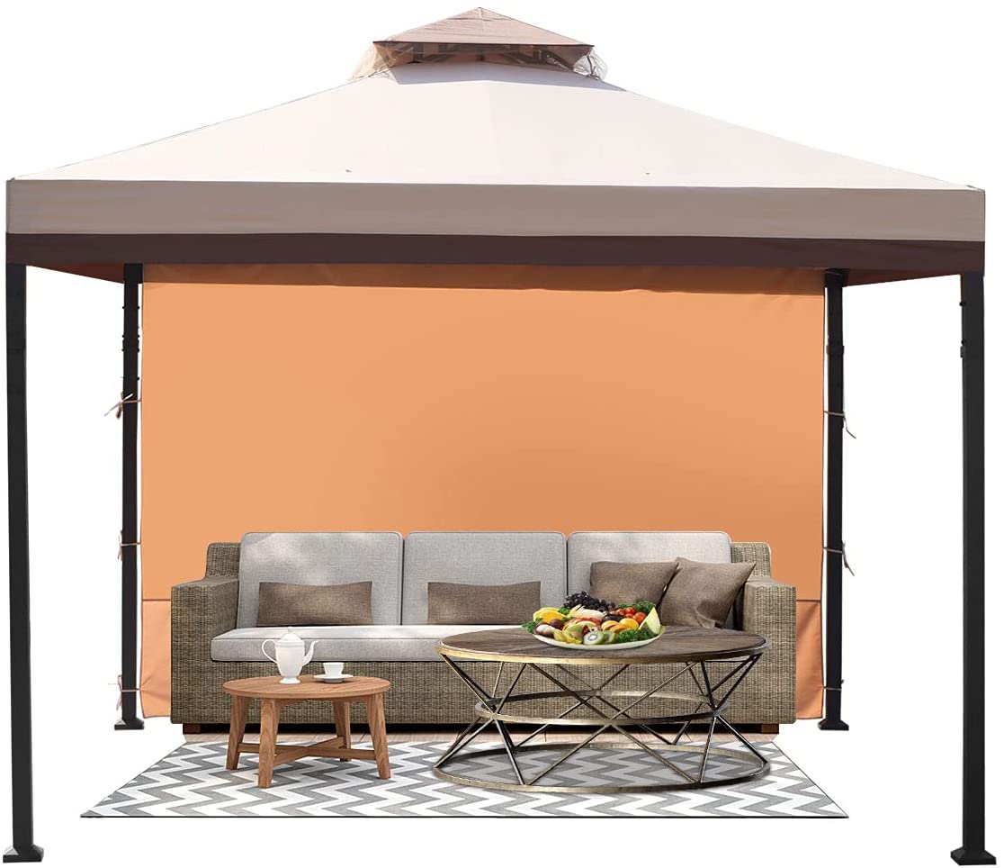 Warmally 10'x10' Gazebo Patios Double Roof Canopy with Mosquito Netting for Shade and Rain Garden Party Camping Outdoor Beige