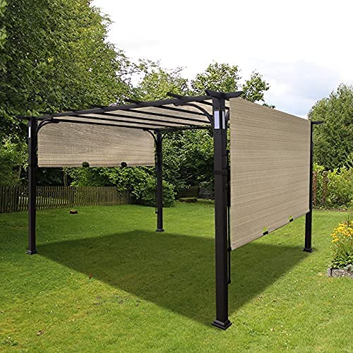 Warmally 10'x10' Pergola Patio Gazebo Kits Canopy Garden Outdoor Teslin Ventilation and Airflow UV Resistant Backyard Heavy Duty with Bluetooth Beige