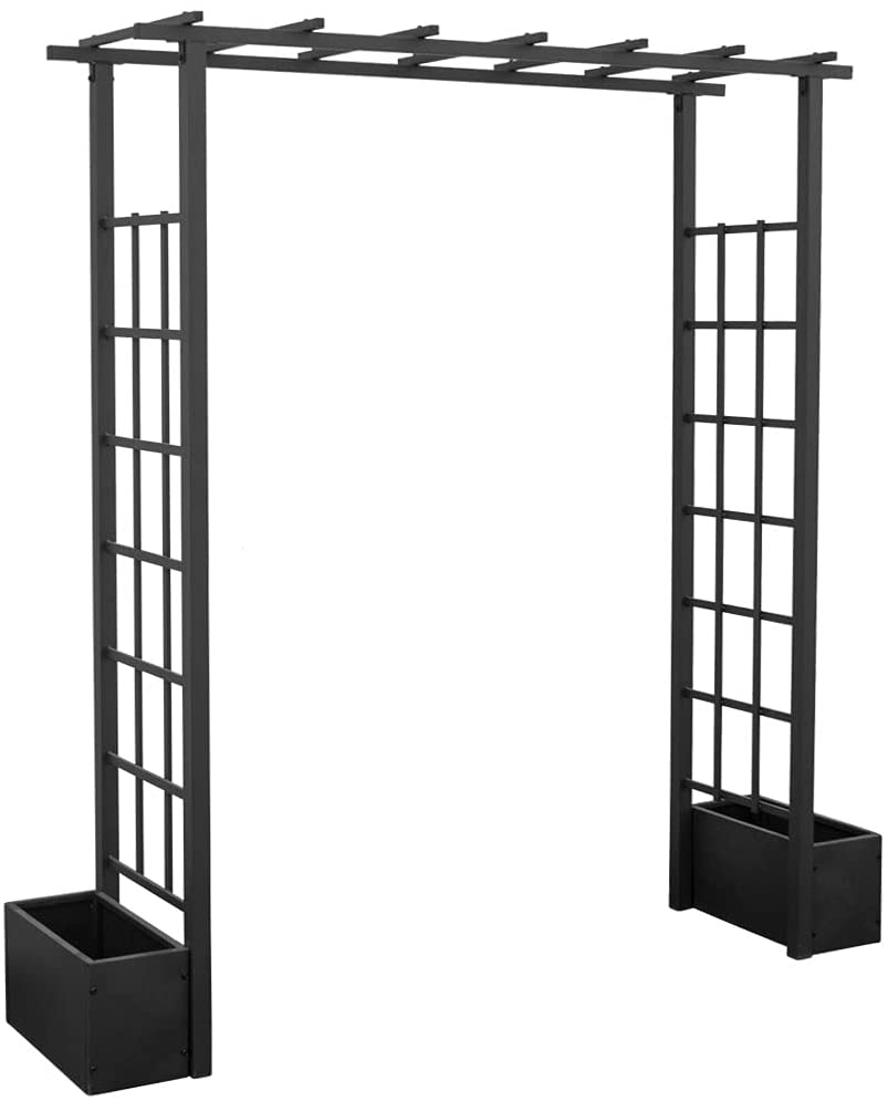 Warmally Garden Arbor Pergola 79 inch Arbor Trellis with Side Planter Boxes for Climbing Plants Vines Outdoor Garden Backyard Lawn Bridal Party Décor