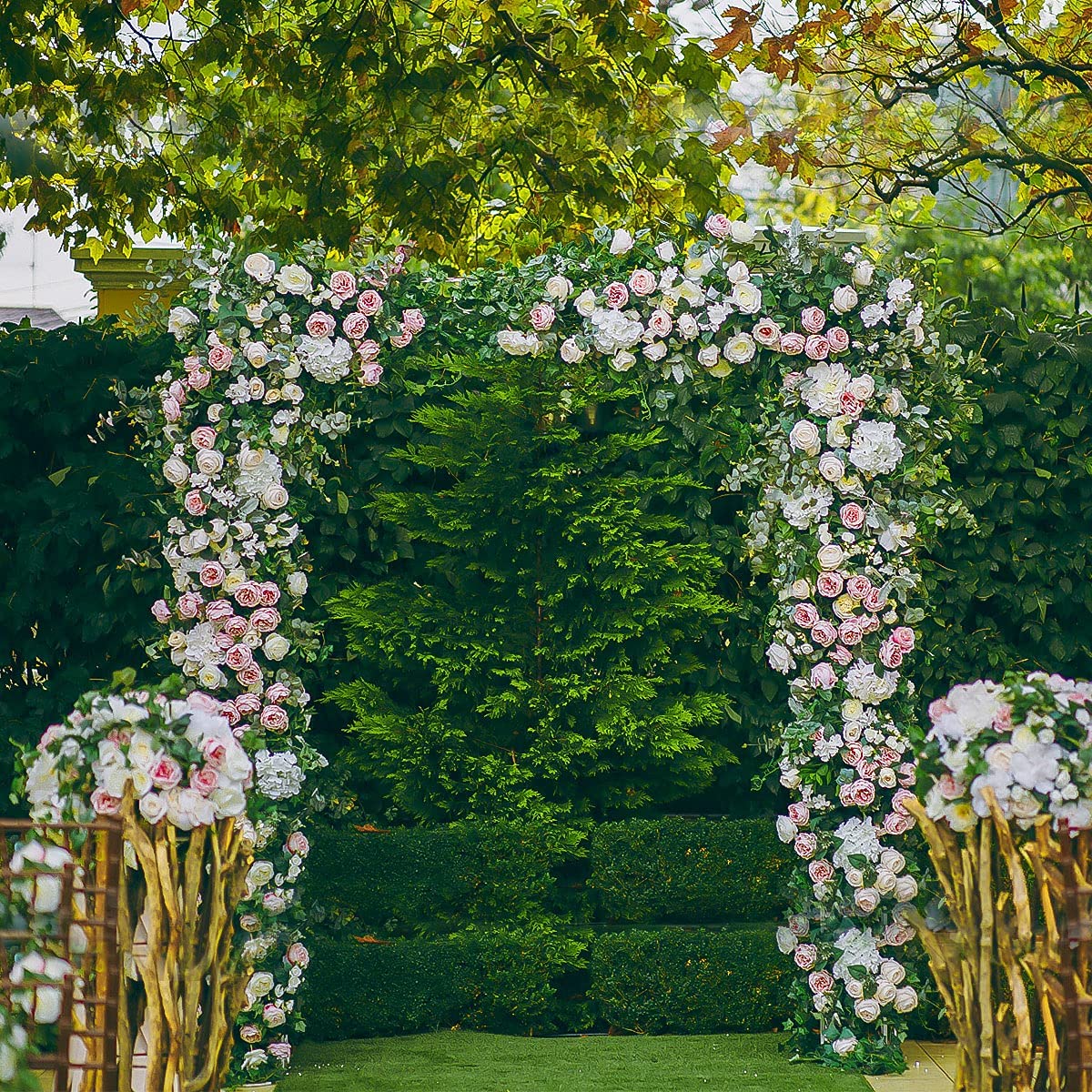 Warmally Garden Arbor Pergola 79 inch Arbor Trellis with Side Planter Boxes for Climbing Plants Vines Outdoor Garden Backyard Lawn Bridal Party Décor